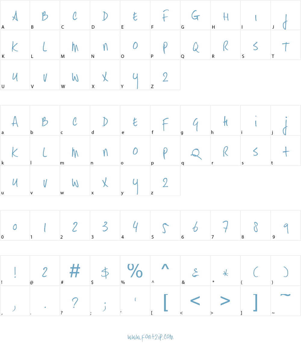 DK Hasty Tasty Font Character
